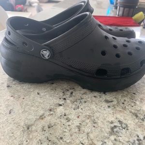 Black platform crocs, worn twice and decided they weren’t my style.